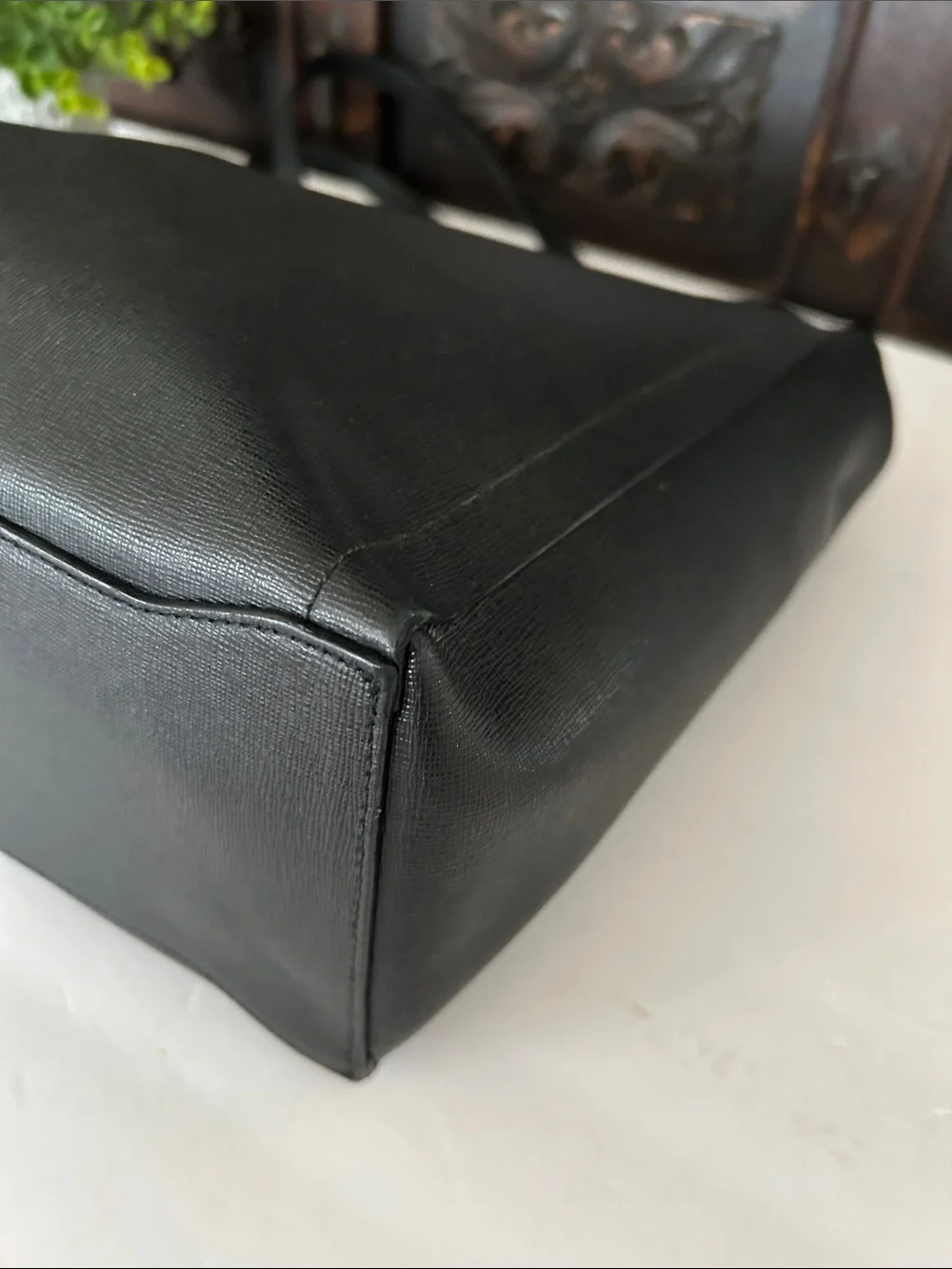 Furla Black Leather Tote with Subtle Logo